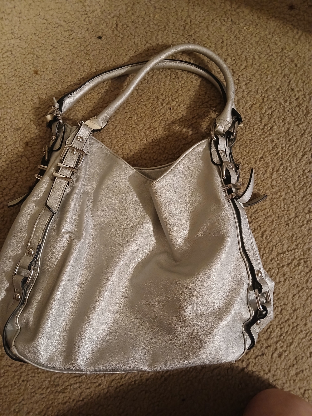 Silver Womens Shoulder Bag - Sleek Metallic Tote